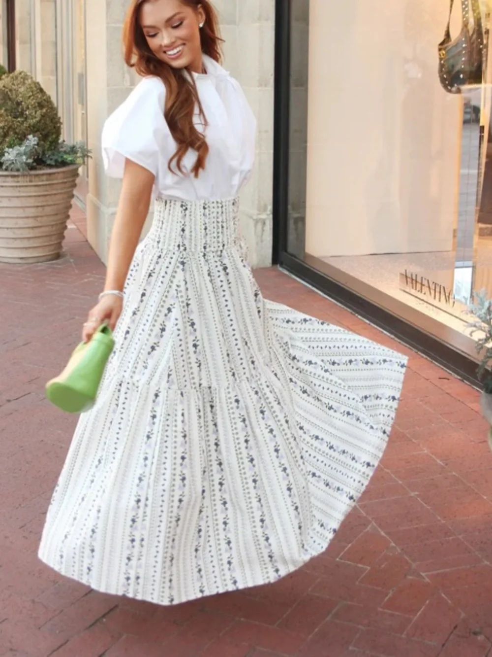 Karlie French Floral Vine Tiered Maxi Skirt Large NWT New Feminine 100% Cotton - Picture 3 of 10